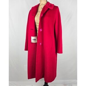 Vintage Rothmoor Crown Jewel Red‎ Wool Coat Rhinestone Detail ILGWU Union Label